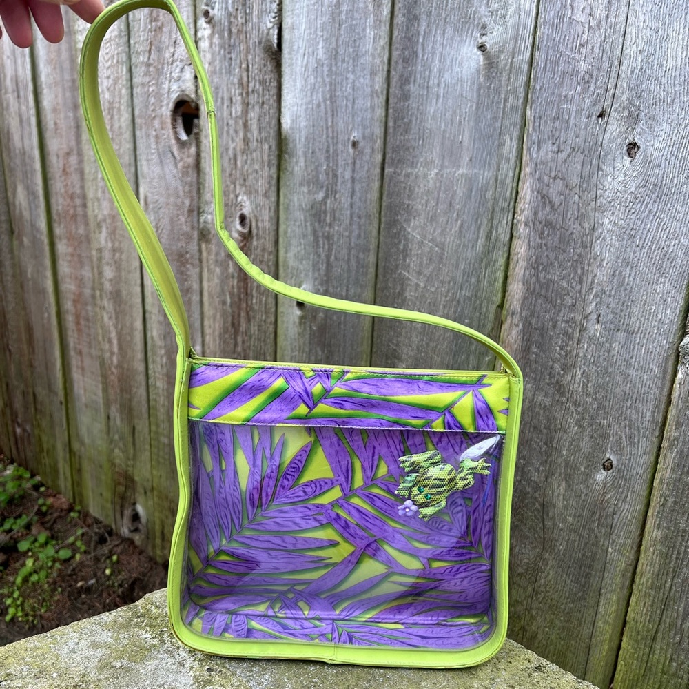 Timothy Hitsman lime green plastic front shoulder bag